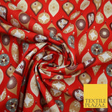 3 COLOURS - Festive Christmas Baubles Decorative Xmas Printed 100% Cotton Fabric