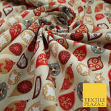 3 COLOURS - Festive Christmas Baubles Decorative Xmas Printed 100% Cotton Fabric