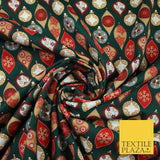 3 COLOURS - Festive Christmas Baubles Decorative Xmas Printed 100% Cotton Fabric