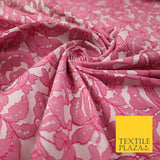 PINK Intense Abstract Floral Corded Effect Brocade Jacquard Dress Fabric 7444