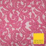 PINK Intense Abstract Floral Corded Effect Brocade Jacquard Dress Fabric 7444