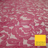 PINK Intense Abstract Floral Corded Effect Brocade Jacquard Dress Fabric 7444