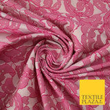 PINK Intense Abstract Floral Corded Effect Brocade Jacquard Dress Fabric 7444