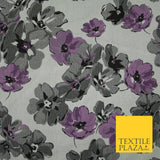 Lilac Grey Scattered Watercolour Floral Brocade Jacquard Dress Fabric 51" 7443