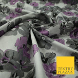 Lilac Grey Scattered Watercolour Floral Brocade Jacquard Dress Fabric 51" 7443