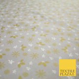 Grey Gold Metallic Snowflake Star Holly Festive Printed 100% Cotton Fabric 8240