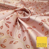 Light Pink Two Tone Hue Red Floral Leafy Vine Woven Jacquard Dress Fabric 8241