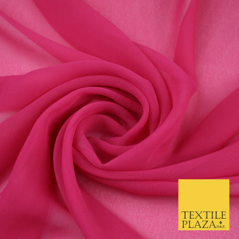 RASPBERRY PINK Premium Plain Dyed Chiffon Fine Soft Georgette Sheer Dress Fabric 8419