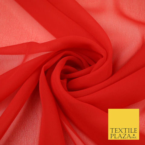 RED Premium Plain Dyed Chiffon Fine Soft Georgette Sheer Dress Fabric 8385