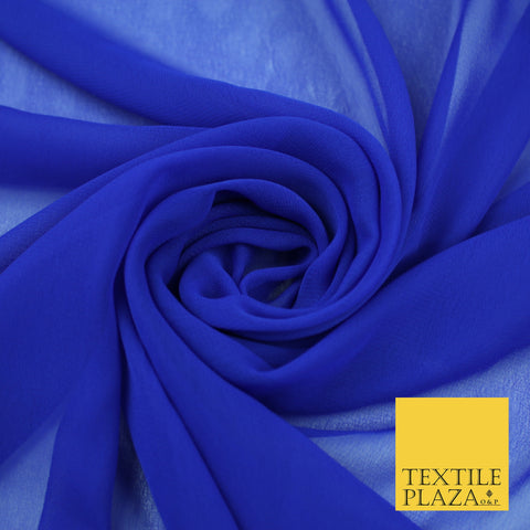 ROYAL BLUE Premium Plain Dyed Chiffon Fine Soft Georgette Sheer Dress Fabric 8398