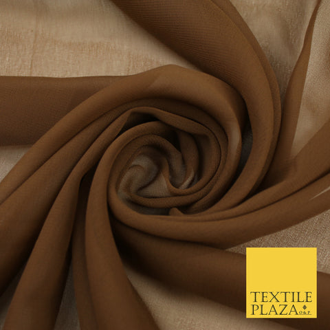 UMBER BROWN Premium Plain Dyed Chiffon Fine Soft Georgette Sheer Dress Fabric 8342
