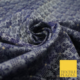 Navy Blue Intricate Damask Textured Brocade Jacquard Waistcoat Dress Fabric 8628