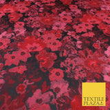 Black Red Artsy Monet Floral Brocade Jacquard Dress Fabric 8234
