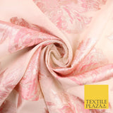 Light Peach Coral Floral Bloom Textured Brocade Jacquard Fabric 8523