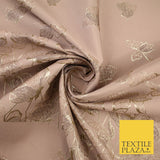 Light Peach Gold Falling Floral Border Metallic Textured Brocade Fabric 8513