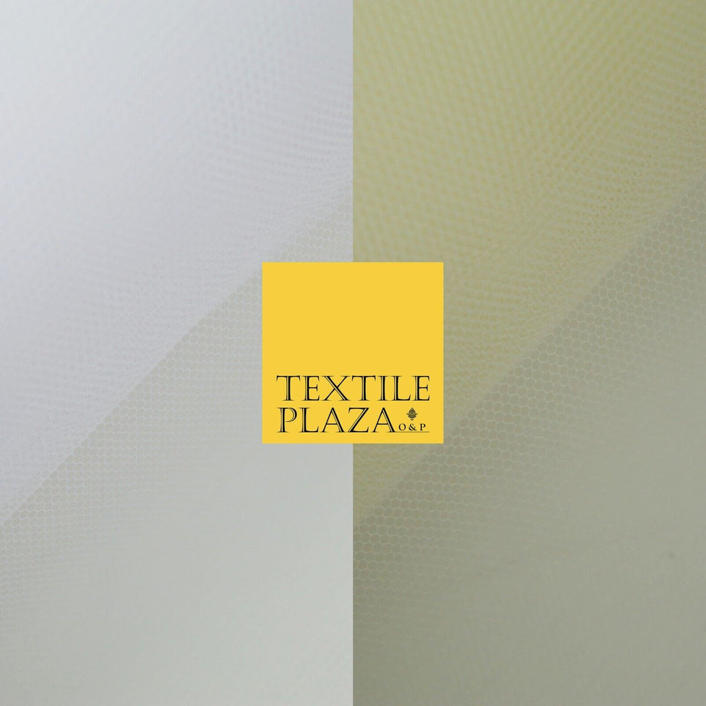 WHITE & IVORY Premium Plain Stiff Dress Net Fabric Mesh Tulle Material 60"