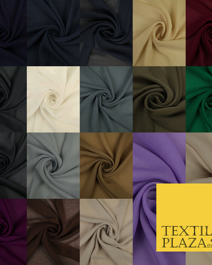 18 COLOURS - Premium Plain DOUBLE Georgette Chiffon Sheer Dress Polyester Fabric