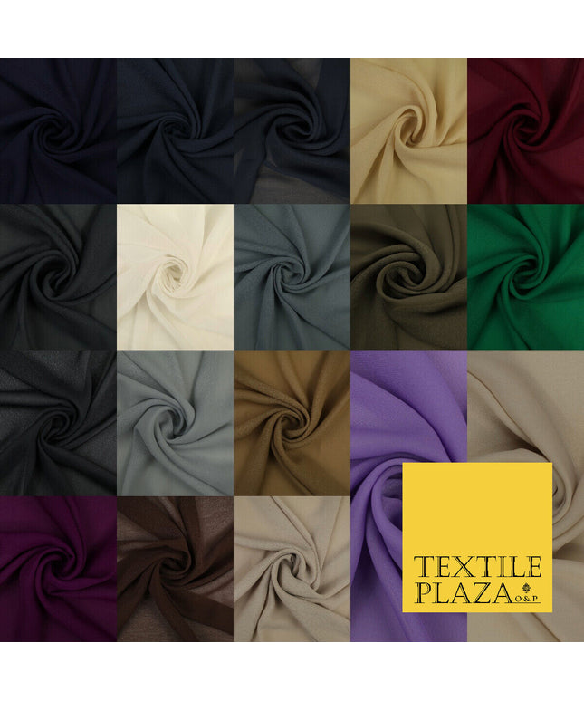 18 COLOURS - Premium Plain DOUBLE Georgette Chiffon Sheer Dress Polyester Fabric