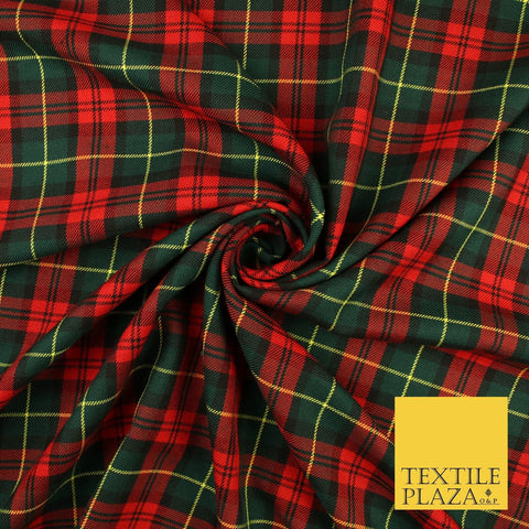 RED Classic IRISH TARTAN Polyester Viscose Fabric Material 58" Craft Dress 8576