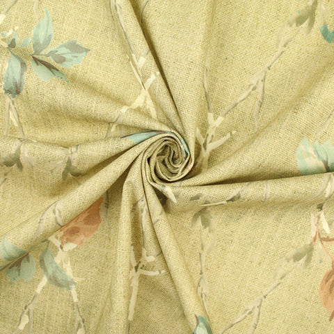 Beige Vintage Floral Trellis Cotton Canvas Panama Upholstery Curtain Fabric 8575