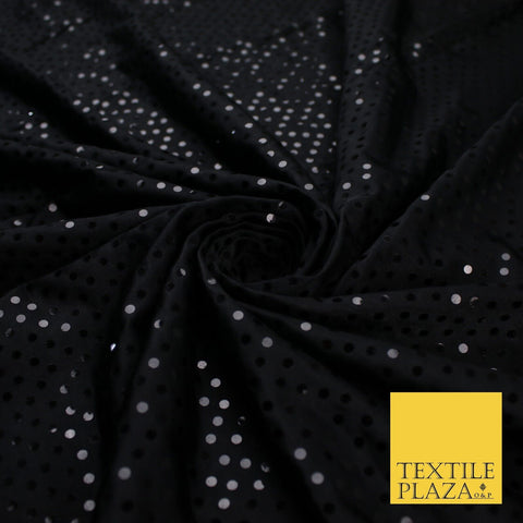 ALL BLACK Sequin Spotted Jersey Polyester Fabric 58" 9147