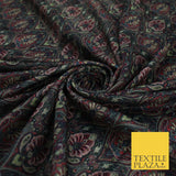 Multicolour Ornate Damask Printed Micro Velvet Non Stretch Dress Fabric 9123