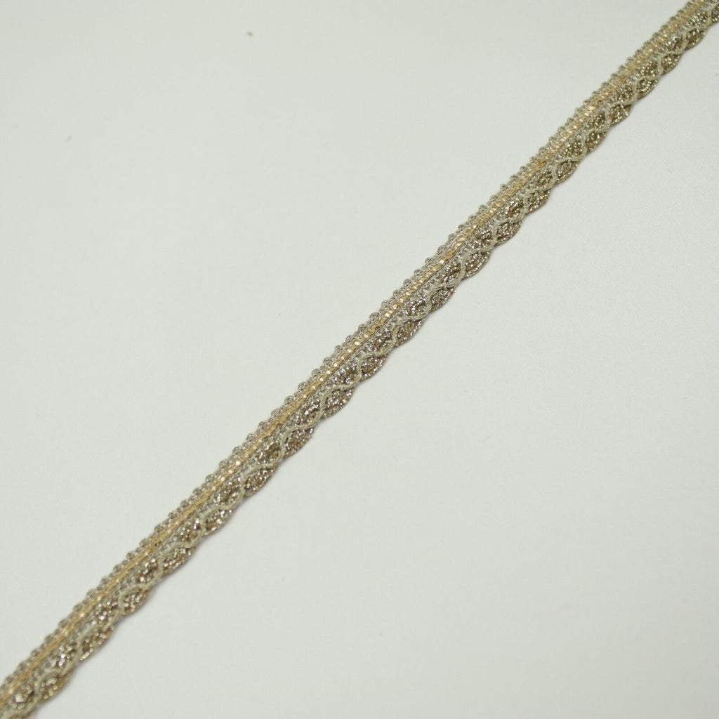 Slim Classic Gold Woven Braided Glitter Matte Trim Border Lace - 1cm Wide X708