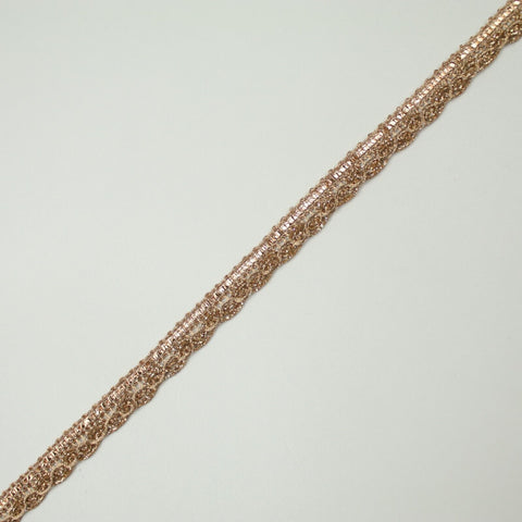Slim Antique Rose Gold Woven Braided Glitter Matte Trim Border Lace-1cm WideX709