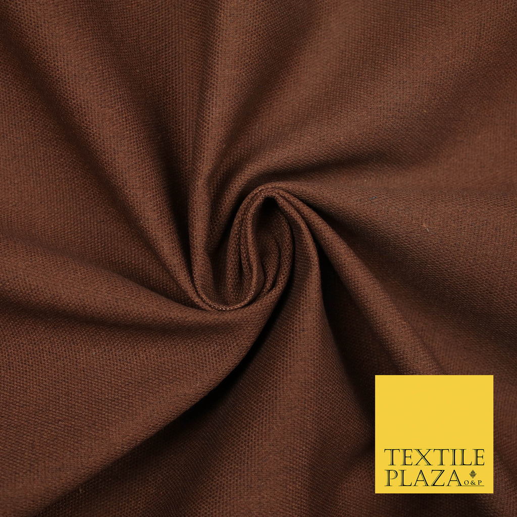 CHESTNUT BROWN Premium Plain 100% Cotton Canvas Fabric Upholstery