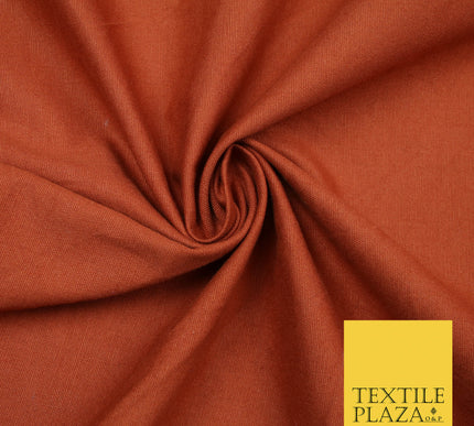 RUST BURNT AUTUMNAL ORANGE Premium Plain 100% Cotton Canvas Fabric Upholstery Dress Bags Craft Material 57" 5586