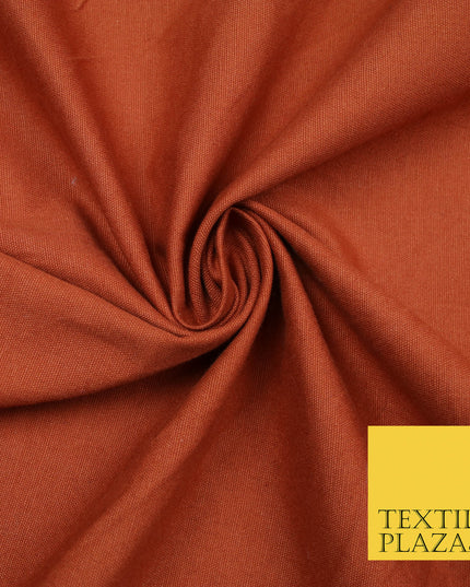 RUST BURNT AUTUMNAL ORANGE Premium Plain 100% Cotton Canvas Fabric Upholstery Dress Bags Craft Material 57" 5586