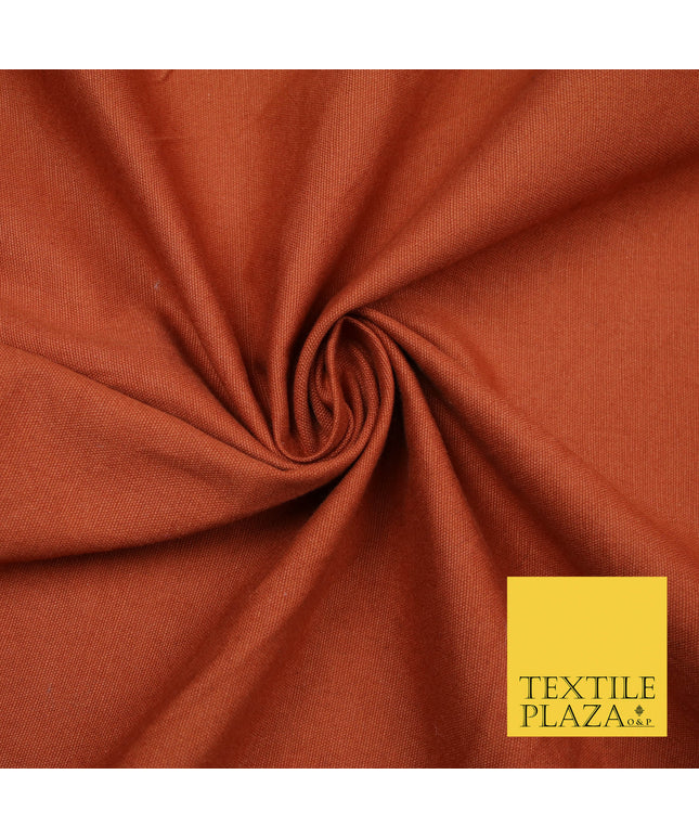 RUST BURNT AUTUMNAL ORANGE Premium Plain 100% Cotton Canvas Fabric Upholstery Dress Bags Craft Material 57" 5586