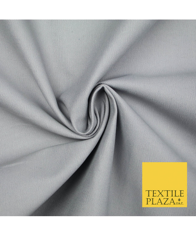 SILVER GREY Premium Plain 100% Cotton Canvas Fabric Upholstery Dress Bags Craft Material 57" 5588