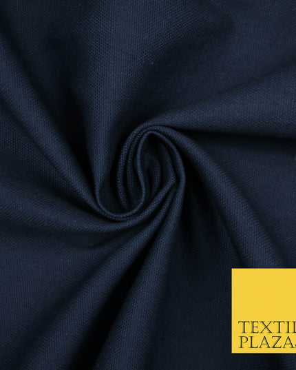 NAVY BLUE Premium Plain 100% Cotton Canvas Fabric Upholstery Dress Bags Craft Material 57" 5590