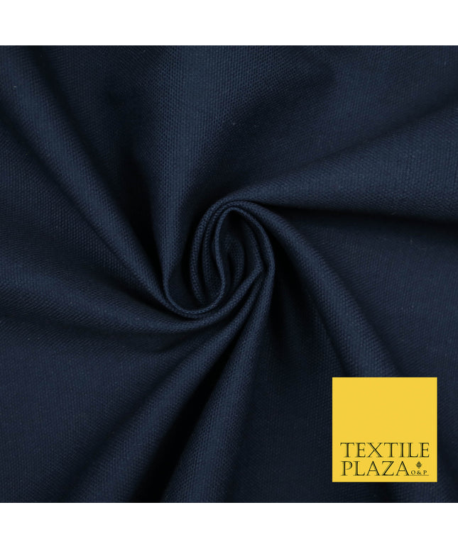 NAVY BLUE Premium Plain 100% Cotton Canvas Fabric Upholstery Dress Bags Craft Material 57" 5590