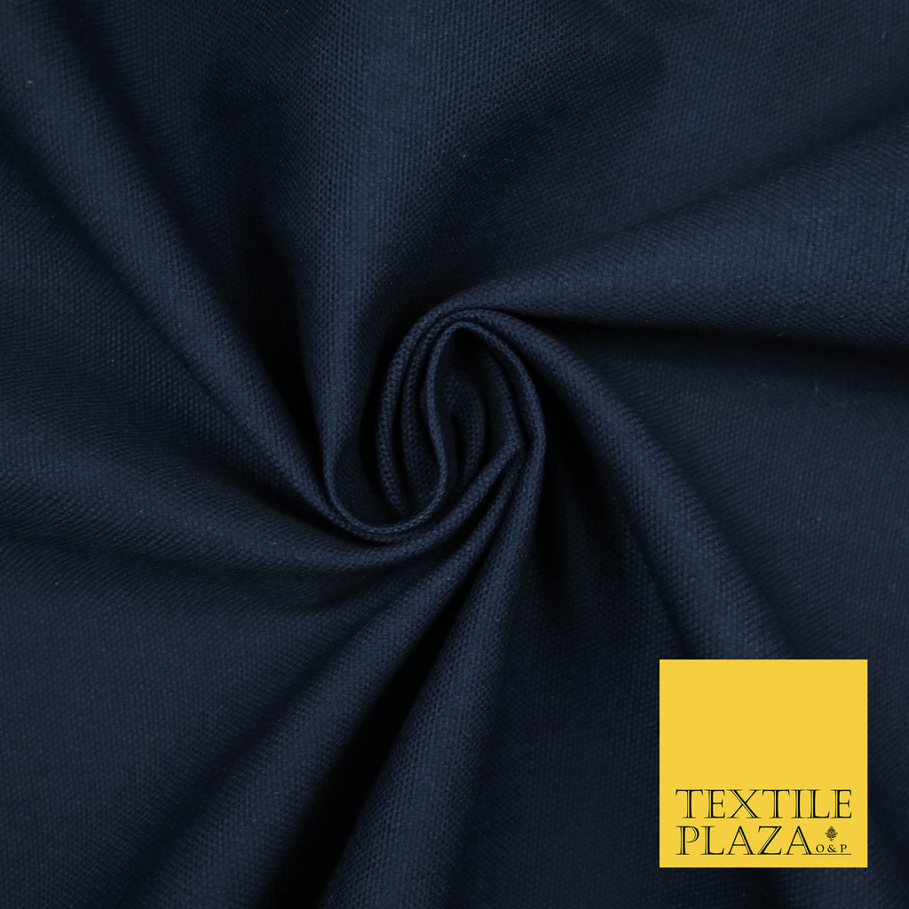 NAVY BLUE Premium Plain 100% Cotton Canvas Fabric Upholstery Dress Bags Craft Material 57" 5590