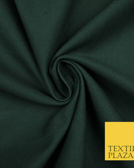 DARK FOREST GREEN Premium Plain 100% Cotton Canvas Fabric Upholstery Dress Bags Craft Material 57" 5593