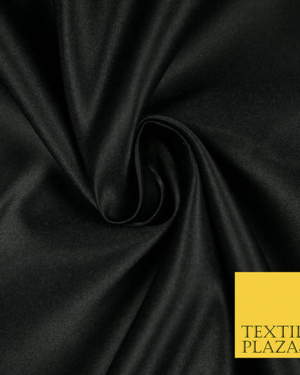 BLACK Luxury Plain Smooth Matt Duchess Satin Fabric Material Bridal Wedding Dress 58" 5600