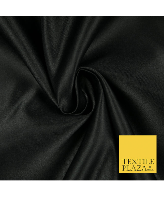 BLACK Luxury Plain Smooth Matt Duchess Satin Fabric Material Bridal Wedding Dress 58" 5600