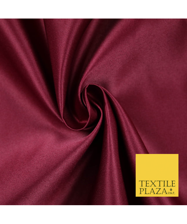 WINE BURGUNDY Luxury Plain Smooth Matt Duchess Satin Fabric Material Bridal Wedding Dress 58" 5617