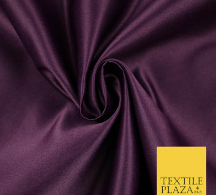 DEEP PLUM PURPLE Luxury Plain Smooth Matt Duchess Satin Fabric Material Bridal Wedding Dress 58" 5618