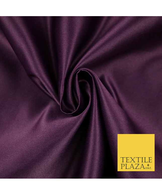 DEEP PLUM PURPLE Luxury Plain Smooth Matt Duchess Satin Fabric Material Bridal Wedding Dress 58" 5618
