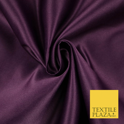 DEEP PLUM PURPLE Luxury Plain Smooth Matt Duchess Satin Fabric Material Bridal Wedding Dress 58" 5618