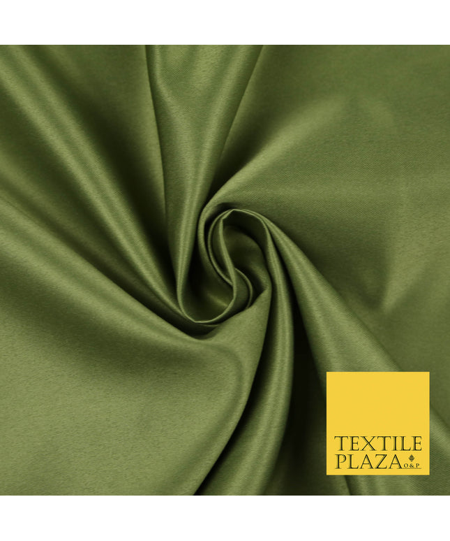 OLIVE GREEN Luxury Plain Smooth Matt Duchess Satin Fabric Material Bridal Wedding Dress 58" 5633