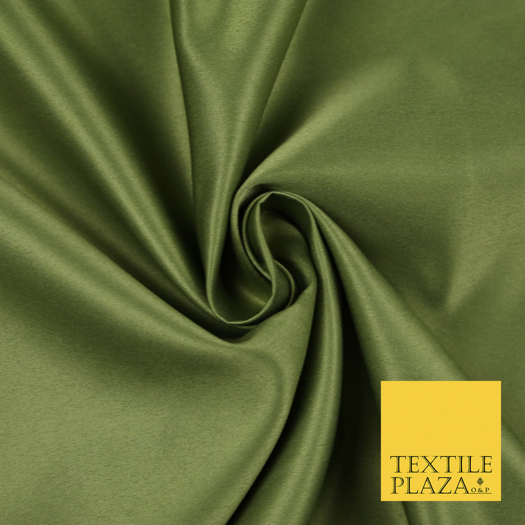 OLIVE GREEN Luxury Plain Smooth Matt Duchess Satin Fabric Material