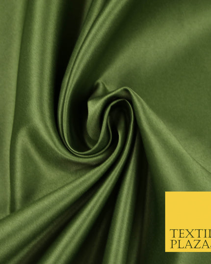 ARMY KHAKI GREEN Luxury Plain Smooth Matt Duchess Satin Fabric Material Bridal Wedding Dress 58" 5634