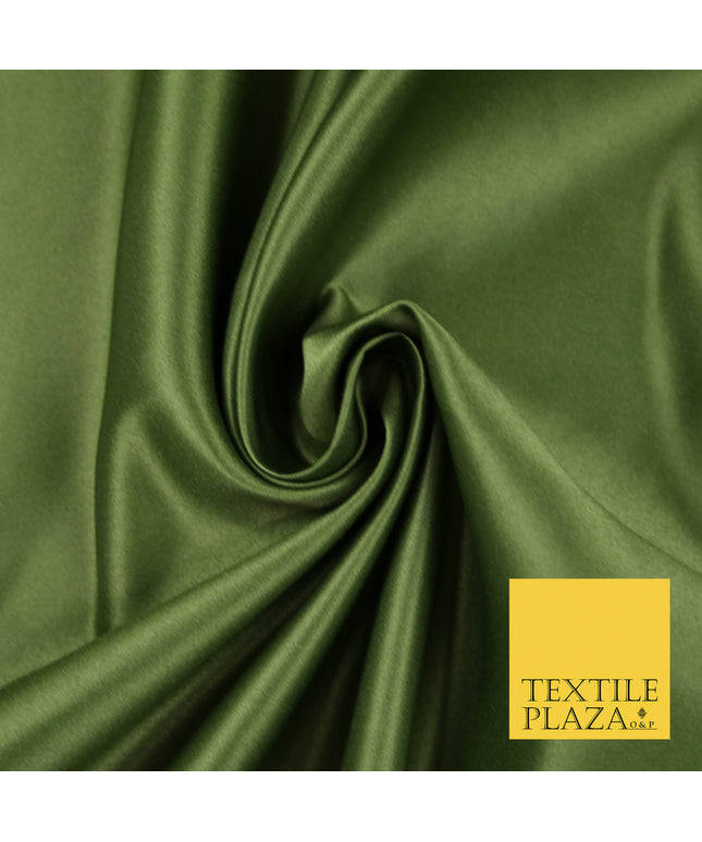 ARMY KHAKI GREEN Luxury Plain Smooth Matt Duchess Satin Fabric Material Bridal Wedding Dress 58" 5634