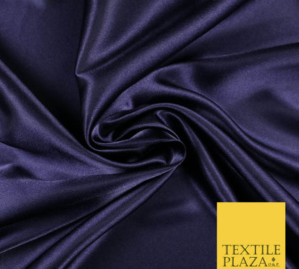 DARK NAVY BLUE Luxury Plain Smooth Shiny Lightweight Poly Satin Fabric Dress Lining Material 58" 5646