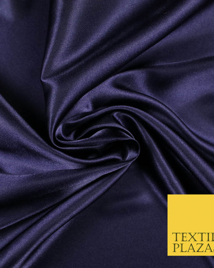 DARK NAVY BLUE Luxury Plain Smooth Shiny Lightweight Poly Satin Fabric Dress Lining Material 58" 5646