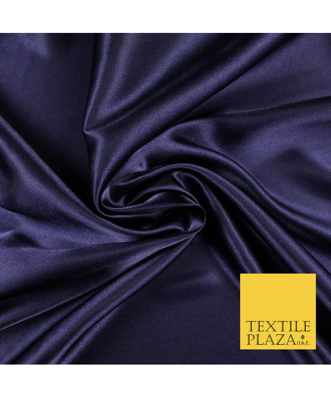 DARK NAVY BLUE Luxury Plain Smooth Shiny Lightweight Poly Satin Fabric Dress Lining Material 58" 5646